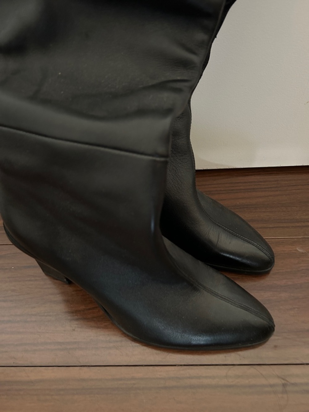 Zara Black Heeled Leather Boots - Picture 3 of 5
